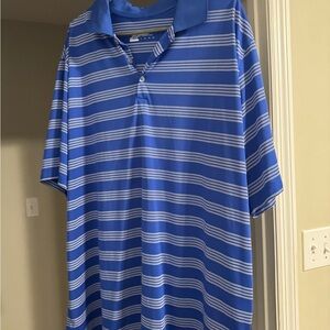 Nike Blue and White Striped Polo Shirt